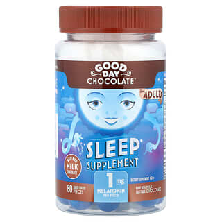 Good Day Chocolate (굿 데이 초콜릿), 수면 영양제, 성인용, 밀크 초콜릿, 캔디 코팅 80정(1정당 1mg)