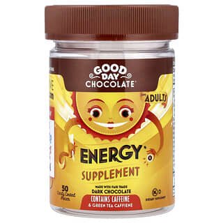 Good Day Chocolate, Energy Supplement, For Adults, Dark Chocolate, 50 Candy Coated Pieces