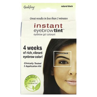 Godefroy, Фарба для брів Instant Eyebrow Tint, Natural Black, 3 набір для нанесення