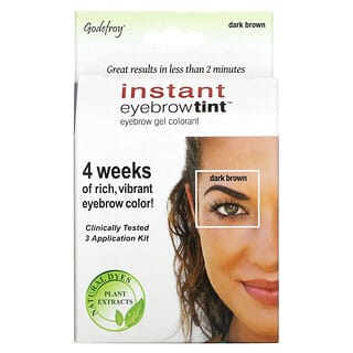 Godefroy, Instant Eyebrow Tint، بني داكن، مجموعة مكونة من 3 قطع