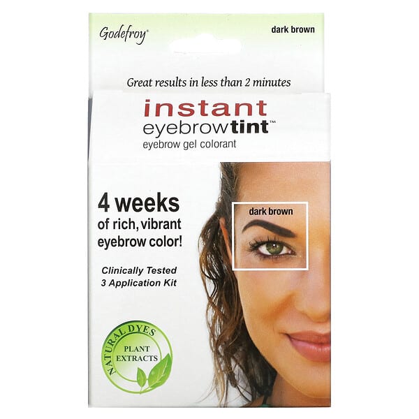 Godefroy, Instant Eyebrow Tint（インスタントアイブロウティント）、ダークブラウン、使用キット3回分