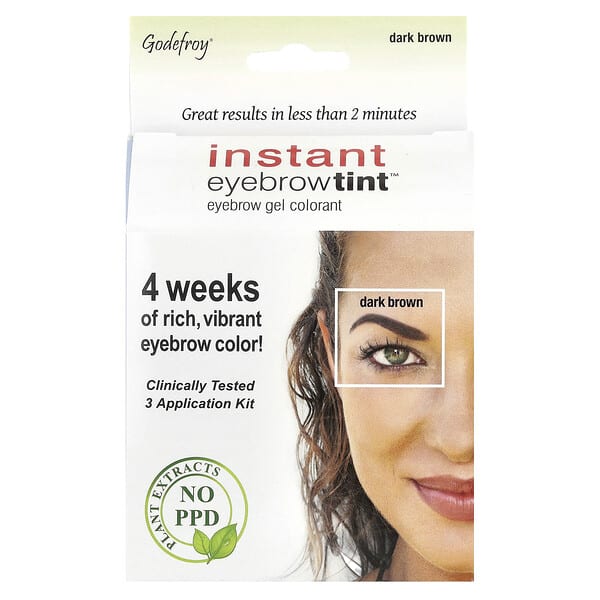 Godefroy, Instant Eyebrow Tint™, Dark Brown, 3 Application Kit