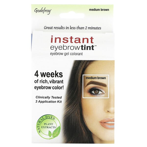 Godefroy, Instant Eyebrow Tint（インスタントアイブロウティント）、ミディアムブラウン、アプリケーション3セット