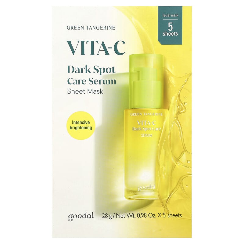 Green Tangerine Vita-C Dark Spot Care Serum Beauty Sheet Mask, 5