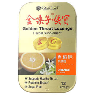 Golden Throat, Pastilles pour la gorge dorée, Orange, 12 pastilles