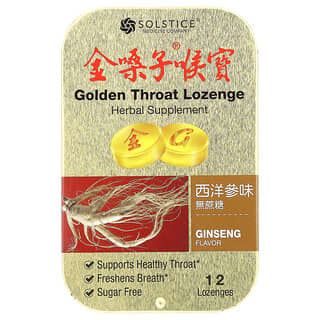 Golden Throat, Pastilla dorada para la garganta, Ginseng, 12 pastillas