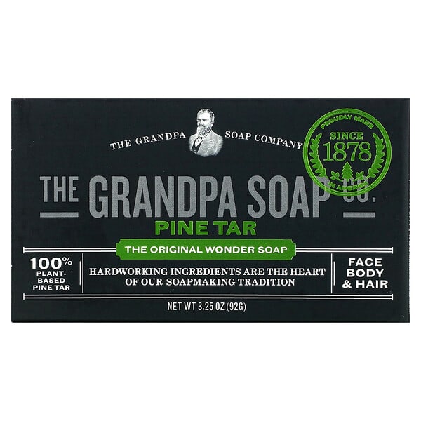 The Grandpa Soap Co., 페이스 바디 & 헤어 바 비누, 파인 타르, 3.25 oz(92 g)