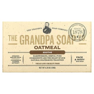 The Grandpa Soap Co., صابون الوجه والجسم، يتميز بأنه مهدئ، غني بخلاصة دقيق الشوفان، بحجم 4.25 أونصات (120 جم)