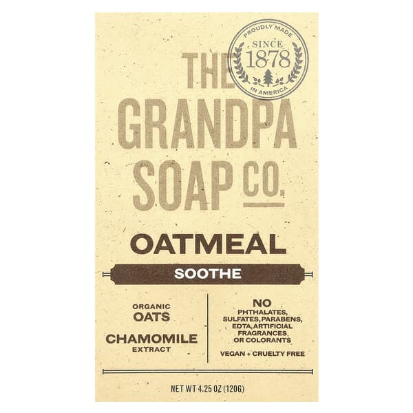 The Grandpa Soap Co., 얼굴 및 바디 비누 비누, 오트밀, 120g(4.25oz)