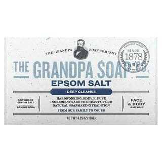 The Grandpa Soap Co., Jabón en barra para la cara y el cuerpo, Limpieza profunda, sal de Epsom, 4.25 onzas (120 g)