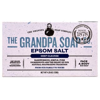 The Grandpa Soap Co., قطعة صابون للجسم والوجه، تنظيف عميق، ملح إنكليزي، 4.25 أونصة (120 غ)