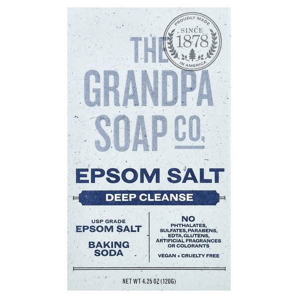 The Grandpa Soap Co., 바 비누, 페이스 & 바디용, 엡솜 솔트, 120g(4.25oz)