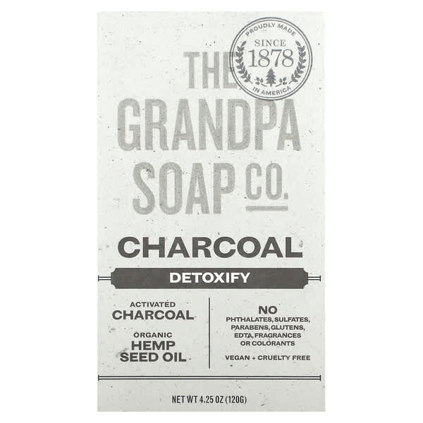 The Grandpa Soap Co., Face & Body Bar Soap, Charcoal, 4.25 oz (120 g)