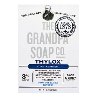 The Grandpa Soap Co., Tratamiento para el acné Thylox, jabón en barra para rostro y cuerpo, 3.25 oz (92 g)