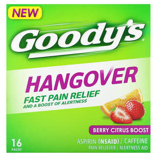 Goody's, Hangover, средство для быстрого облегчения боли, ягодный и цитрусовый, 16 пакетиков