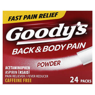Goody's, Polvo para el dolor de espalda y cuerpo, Sin cafeína, 24 paquetes