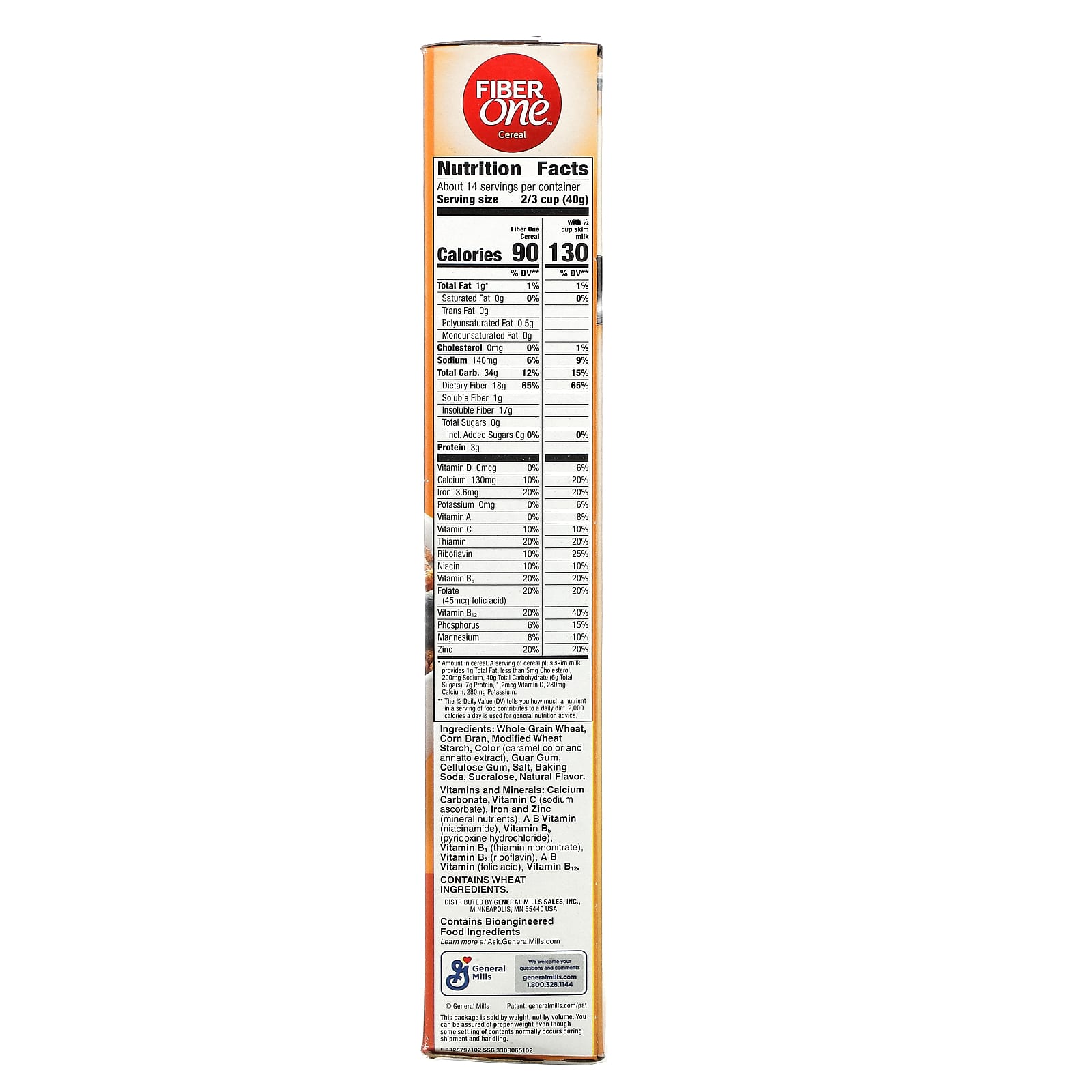 life cereal nutrition label