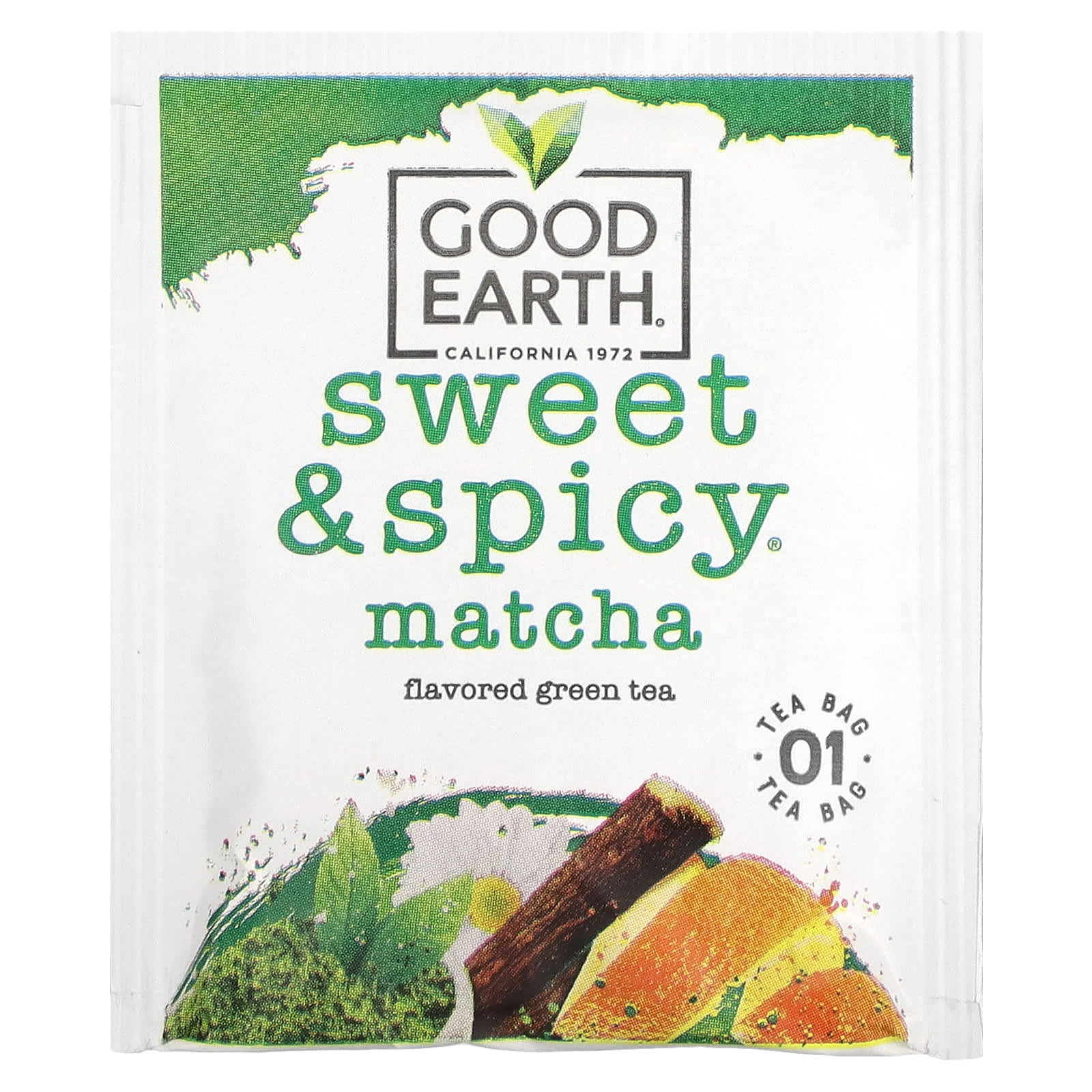 Good Earth Teas, Green Tea, Matcha, Sweet & Spicy, 18 Tea Bags, 1.37 oz