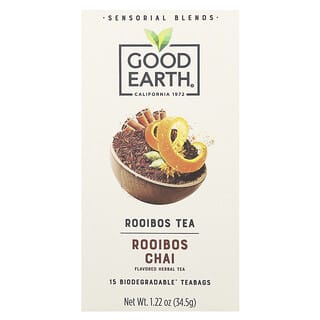 Good Earth Teas, Mélanges sensoriels, Tisane, Rooibos Chai, 15 sachets de thé biodégradables, 34,5 g