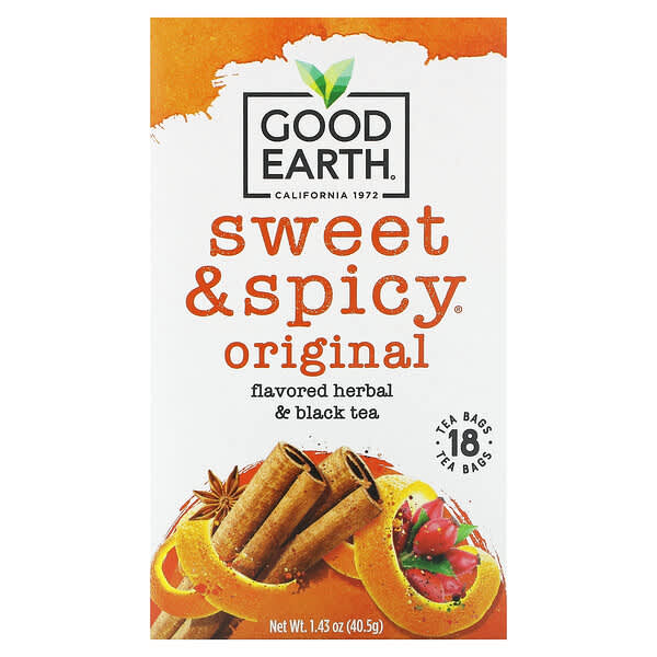 Good Earth Teas, 허브 & 홍차, 스위트 & 스파이시, 오리지널, 티백 18개, 40.5g(1.43oz)