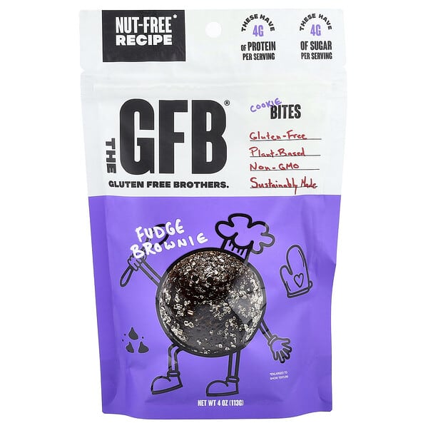 The GFB, Gluten Free Cookie Bites, Fudge Brownie, 4 oz (113 g)