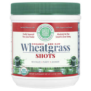 Green Foods, Shots de hierba de trigo orgánico y crudo, 150 g (5,3 oz)