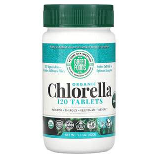 Green Foods, Chlorelle biologique, 500 mg, 120 comprimés
