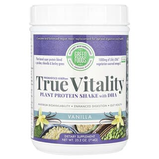 Green Foods, True Vitality, frullato di proteine vegetali con DHA, vaniglia, 714 g