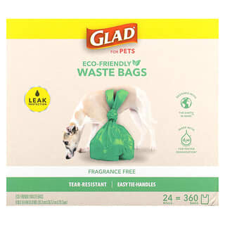 Glad for Pets, Eco-Friendly Waste Bags, For Pets, Fragrance Free, 360 Bags