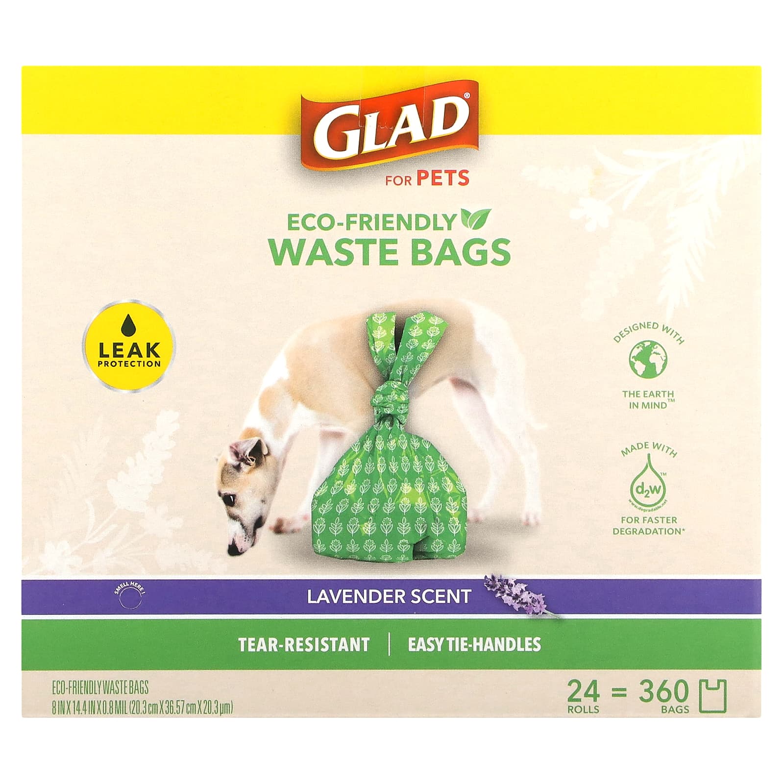 Glad for Pets, EcoFriendly Waste Bags, For Pets, Lavender, 360 Bags