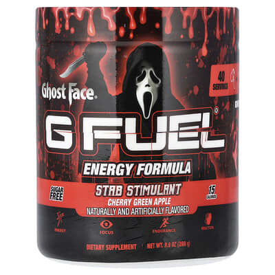 G FUEL, Energy Formula, Ghost Face®, Cherry Green Apple, 9.9 oz (280 g)