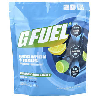 GFUEL, Hidratación y concentración, Mezcla para preparar bebidas con electrolitos con Cognizin®, Lemon Limelight, 20 sobrecitos, 6 g (0,21 oz) cada uno