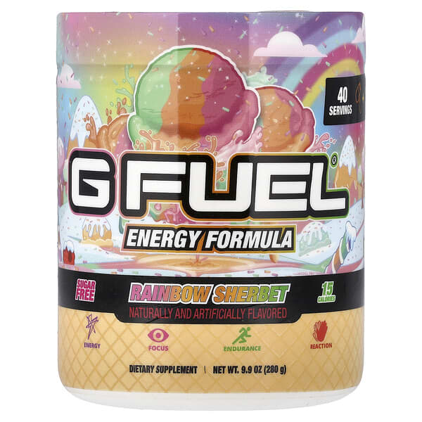 GFUEL, Energy Formula, Rainbow Sherbet, 9.9 oz (280 g)
