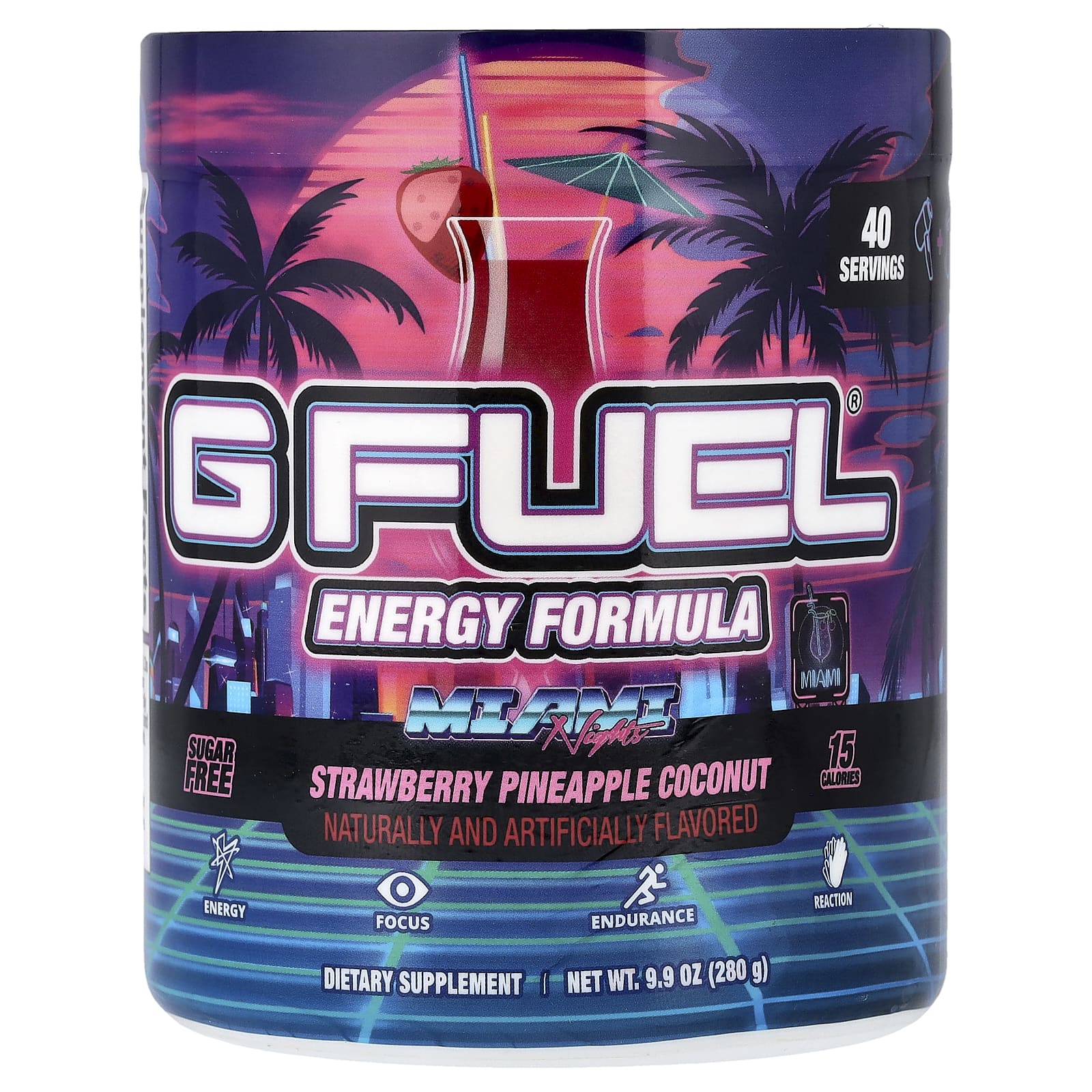 GFUEL, Energy Formula, Майами Ночи, клубника, ананас, кокос, 280 г (9,9 унции)
