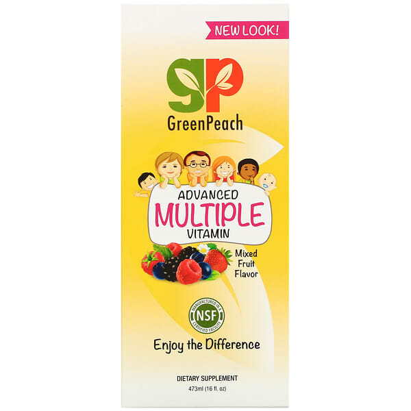 GreenPeach, 子供用、先進マルチビタミンサプリ、フルーツミックス味、473ml