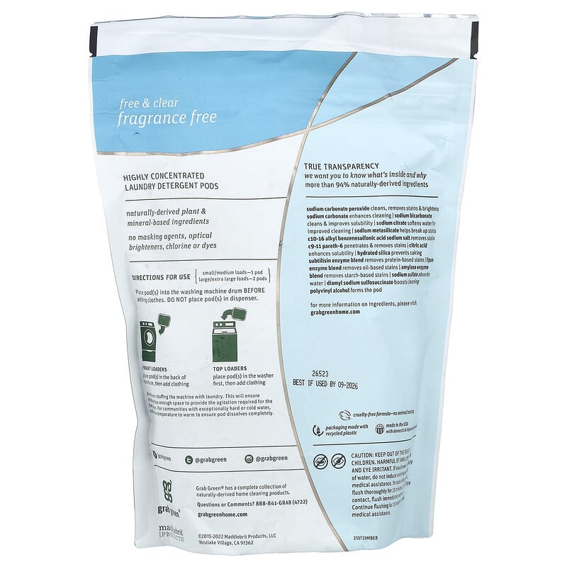 3-in-1洗濯用粉末洗剤ポッド、無香料、24回分、384g（13.5オンス）
