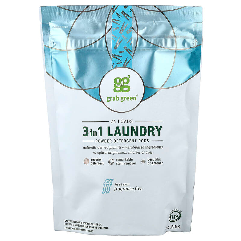 3-in-1洗濯用粉末洗剤ポッド、無香料、24回分、384g（13.5オンス）