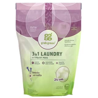 Grab Green, 3 in 1洗濯用洗剤ジェルボール、ラベンダーバニラ、24個、384g（13.5オンス）