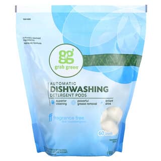 Grab Green, Cápsulas de Detergente para Lavagem de Louça Automática, Sem Fragrância, 60 Cargas, 1080 g (2 lbs e 6 oz)