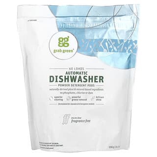 Grab Green, Automatic Dishwasher Powder Detergent Pods, Fragrance Free, 60 Loads, 2 lbs 6 oz (1,080 g)