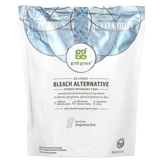 Grab Green, Bleach Alternative, Powder Detergent Pods, Fragrance Free, 60 Loads, 1 lb 15.7 oz (900 g)