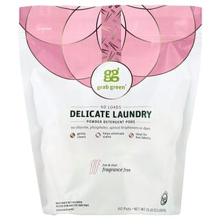 Grab Green, Dosettes de lessive délicate en poudre, Sans parfum, 60 dosettes, 600 g