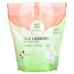 Grab Green‏, 3 ב-1, טבליות סבון כביסה מבית Gardenia, תכולת אריזה: 60 טבליות, 1,080 גרם (2 ליברות, 6 אונקיות)