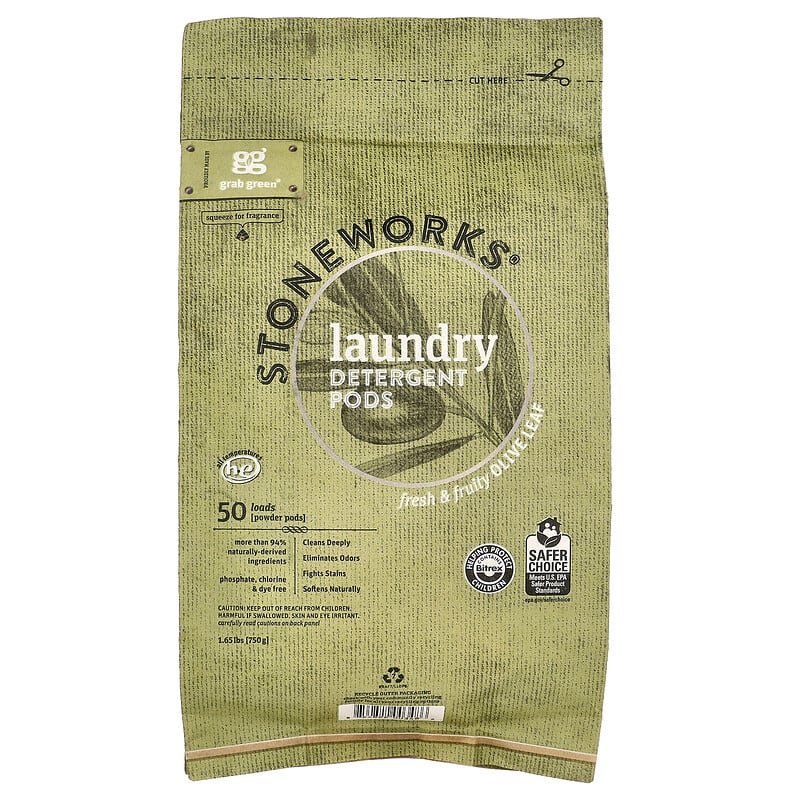 ストーンワークス、洗濯用洗剤、オリーブの葉、50回分、 1.65 lbs (750 g)
