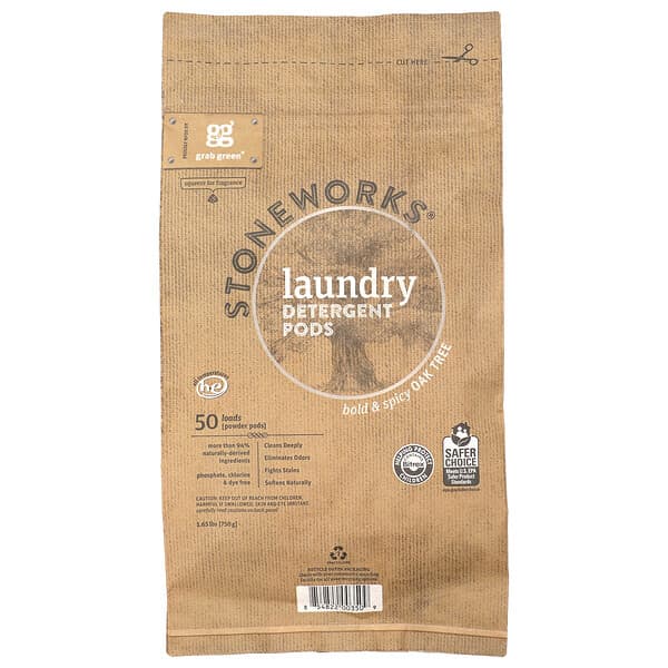 Grab Green, Stoneworks®，洗衣凝珠，橡樹香，50 次用量，1.65 磅（750 克）