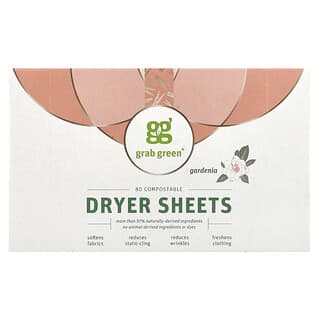 Grab Green, Dryer Sheets, Gardenia, 80 Compostable Sheets