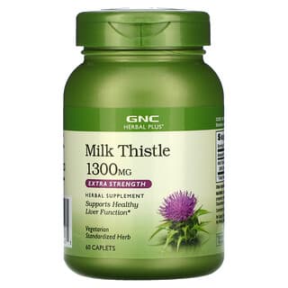 GNC, Herbal Plus, Milk Thistle, Extra Strength, 1,300 mg, 60 Caplets