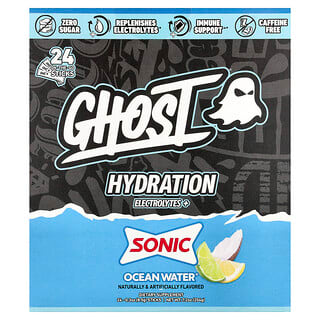 Ghost, Hydration Eletrólitos+, Sonic® Ocean Water®, 24 Bastões para Uso em Qualquer Lugar, 8,5 g (0,3 oz) Cada