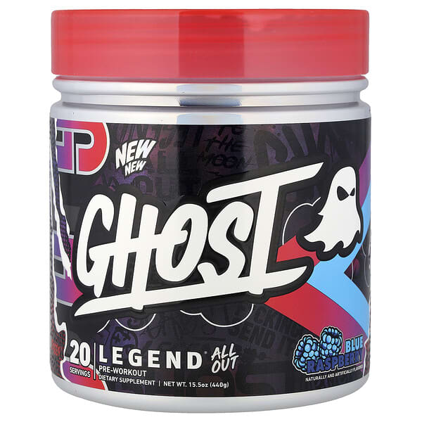 Ghost Legend® All Out Pre-Workout, Blue Raspberry, 15.5 oz (440 g)