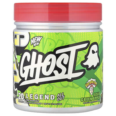 Ghost, Legend®, the ultimate pre-workout formula, Warheads® Sweet and Sour Green Apple Flavor, 15.9 oz (450 g)
